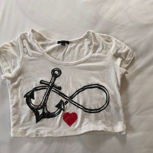 Crop top with anchor and heart design